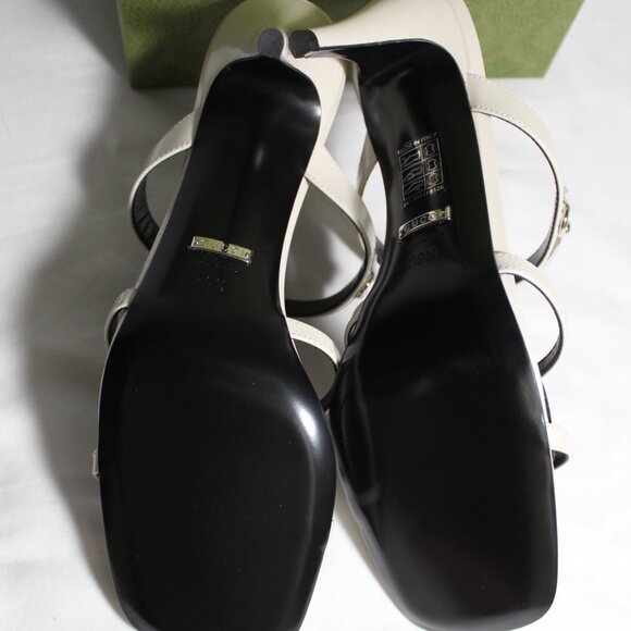NWB Gucci GG Slim Horsebit Heels Sandals Slip Ons Mystic White 39.5 776643 - Picture 5 of 6